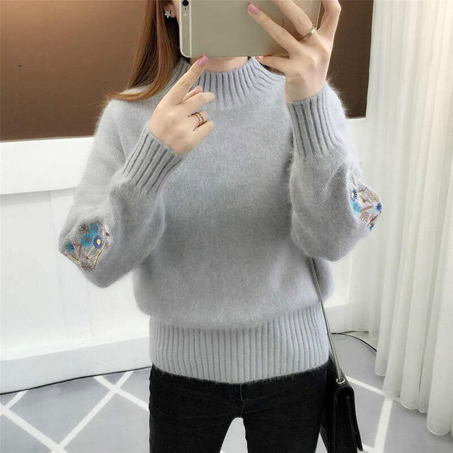 Aurora - Embroidered Sleeve Knit Sweater