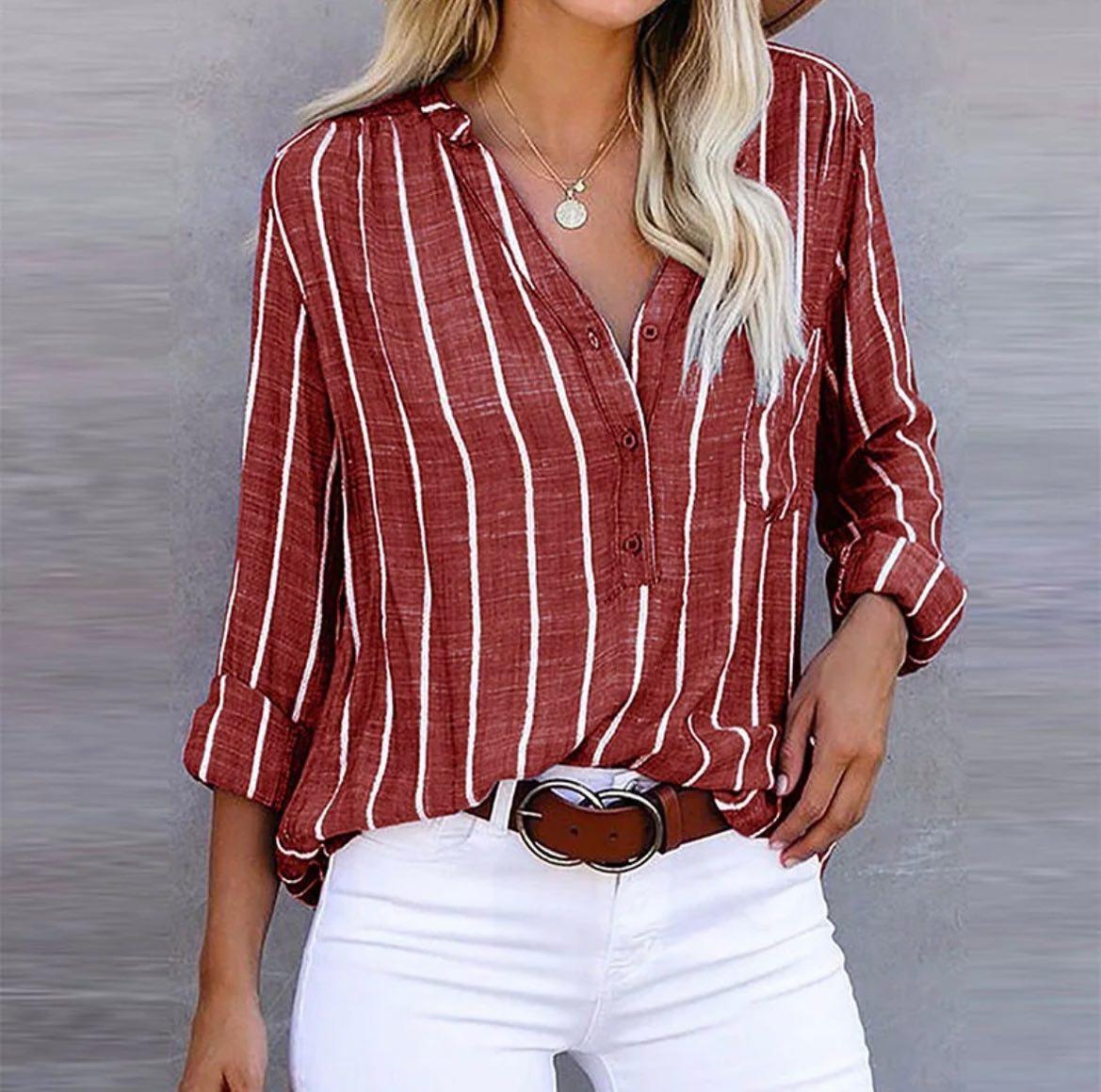 Karissa - Striped Casual Blouse