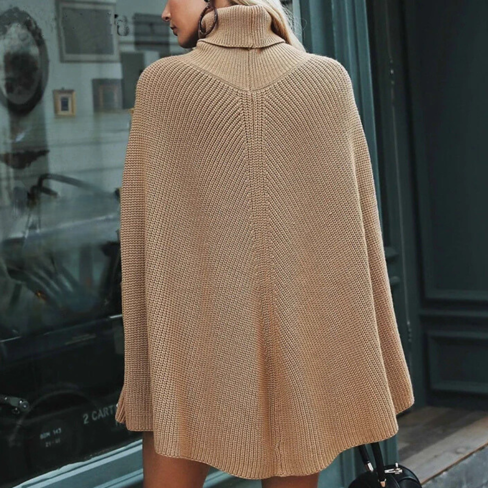 Calista - Knitted Turtleneck Poncho Elegant and Cozy for Layering