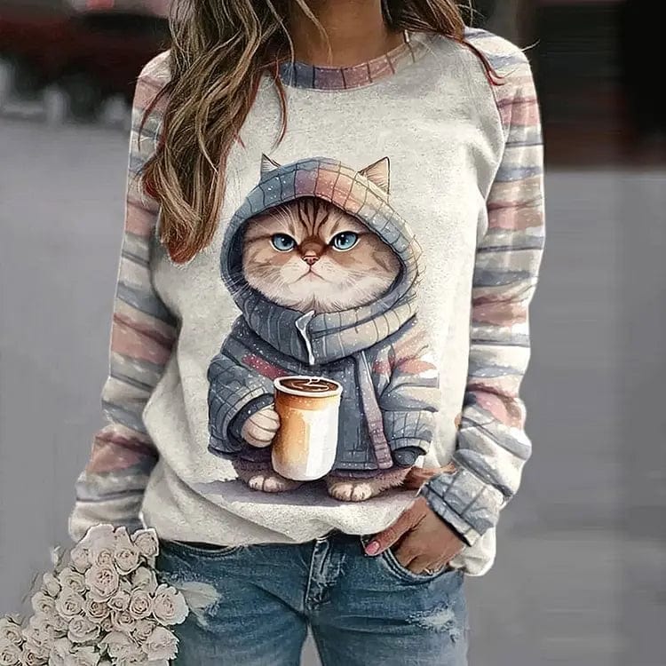 Aven - Casual Cat Print Sweater for Winter (Plus Size Available)