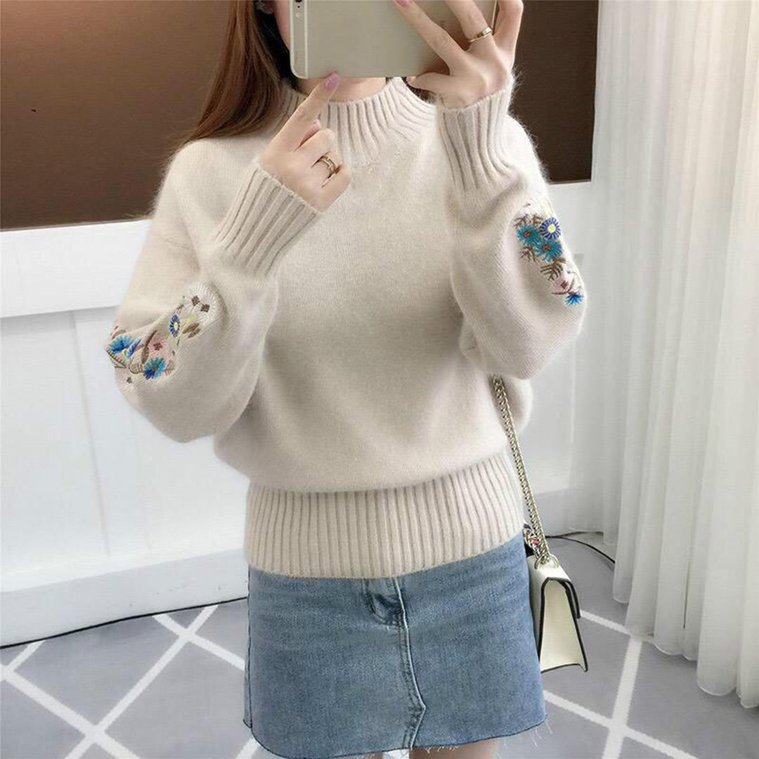 Aurora - Embroidered Sleeve Knit Sweater