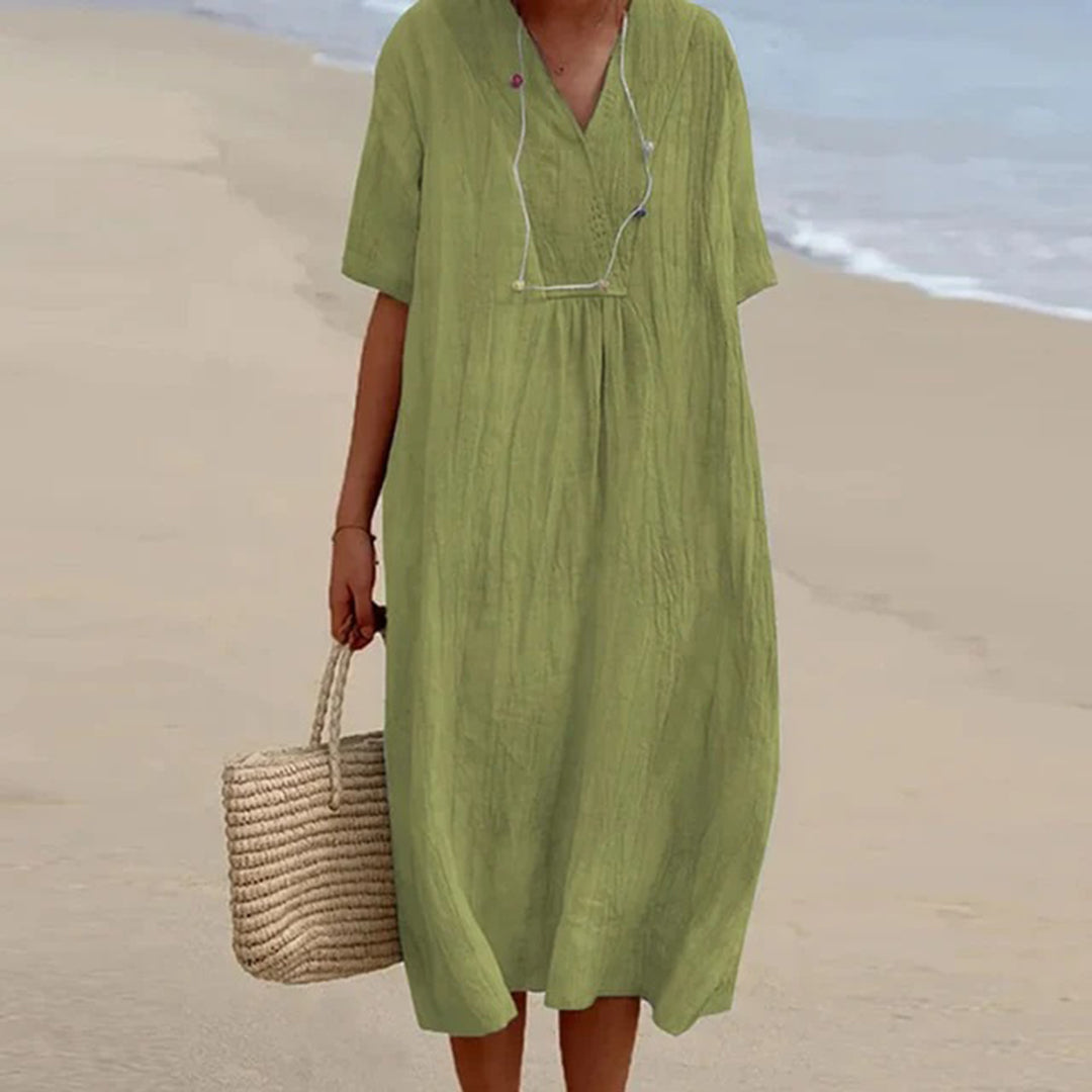 Alethea - Relaxed Beach Dress Linen Summer Dress