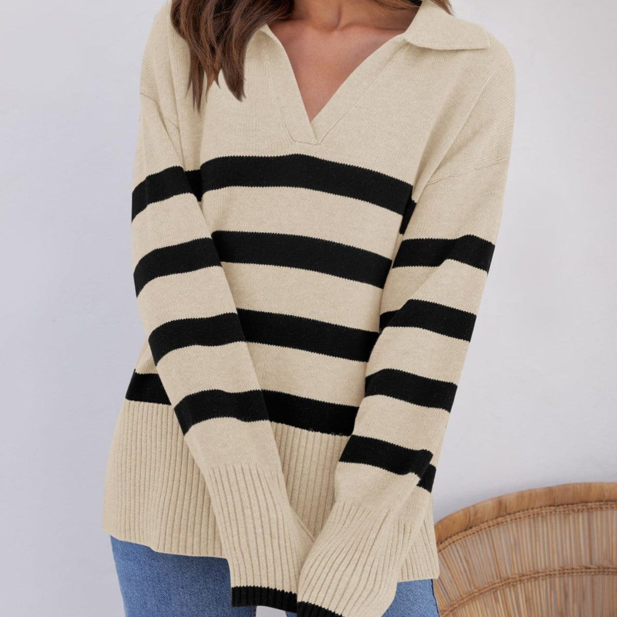 Hazel - Fur Trim Winter Sweater for Casual and Modern Style