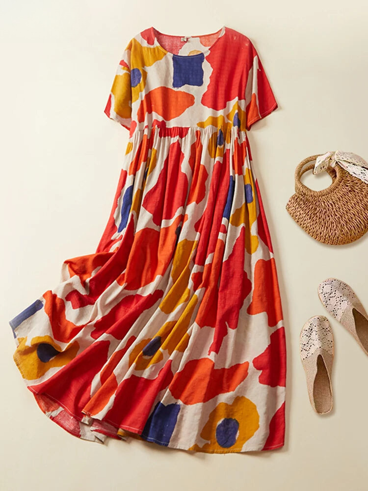 Emilia - Elegant Abstract Print Maxi Dress