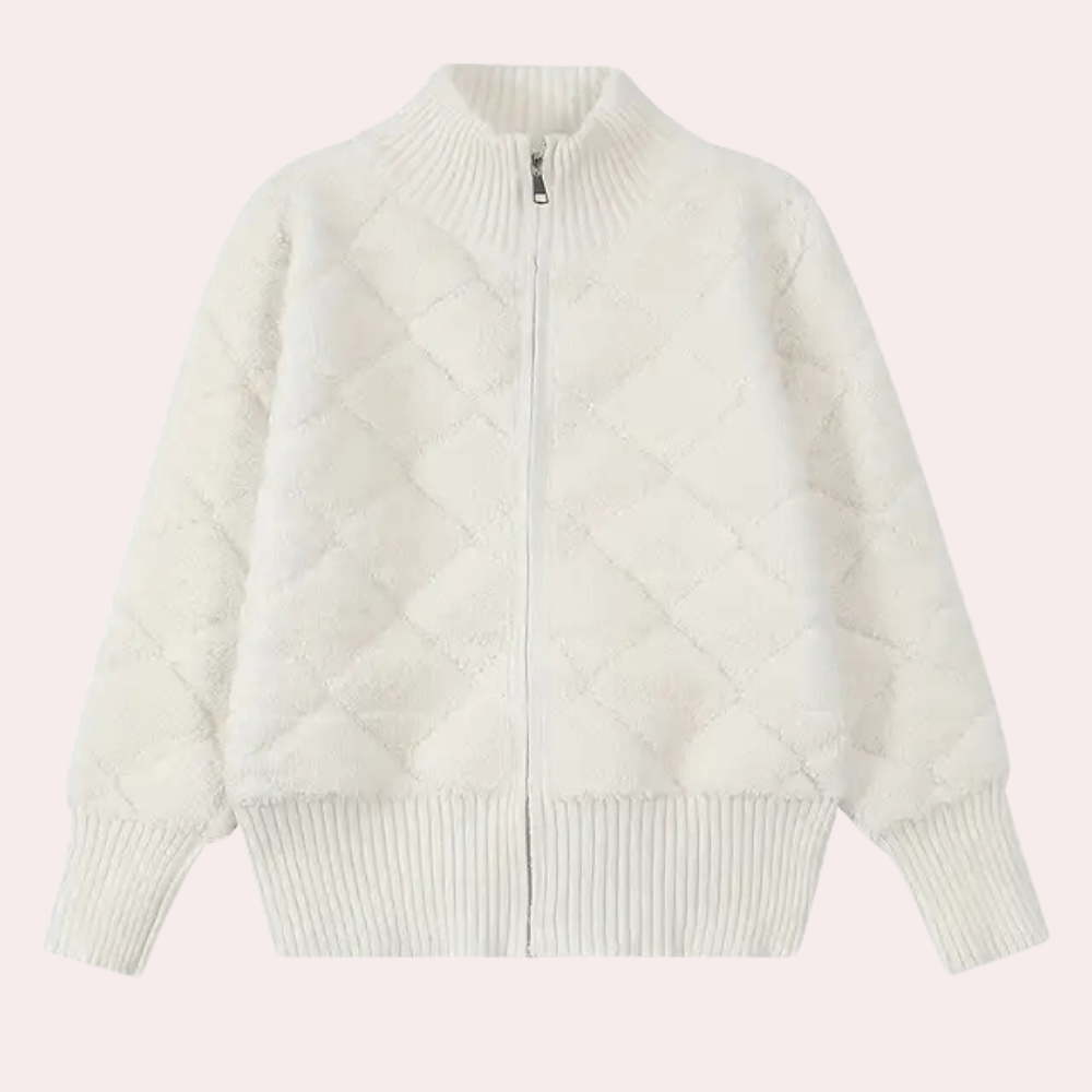 Ashleigh - Quilted Knit Zip-Up Jacket Cozy Texture for Warmth and Style