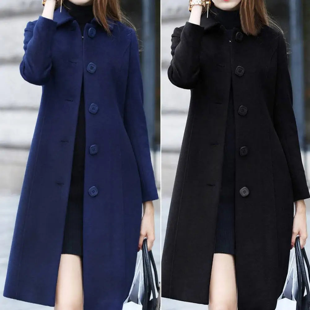 Bailey - Women's Long Woolen Coat Elegant & Warm Winter Outerwear