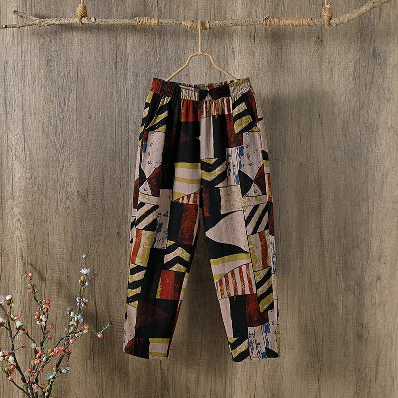 Sienna - Geometric High-Waist Harem Pants