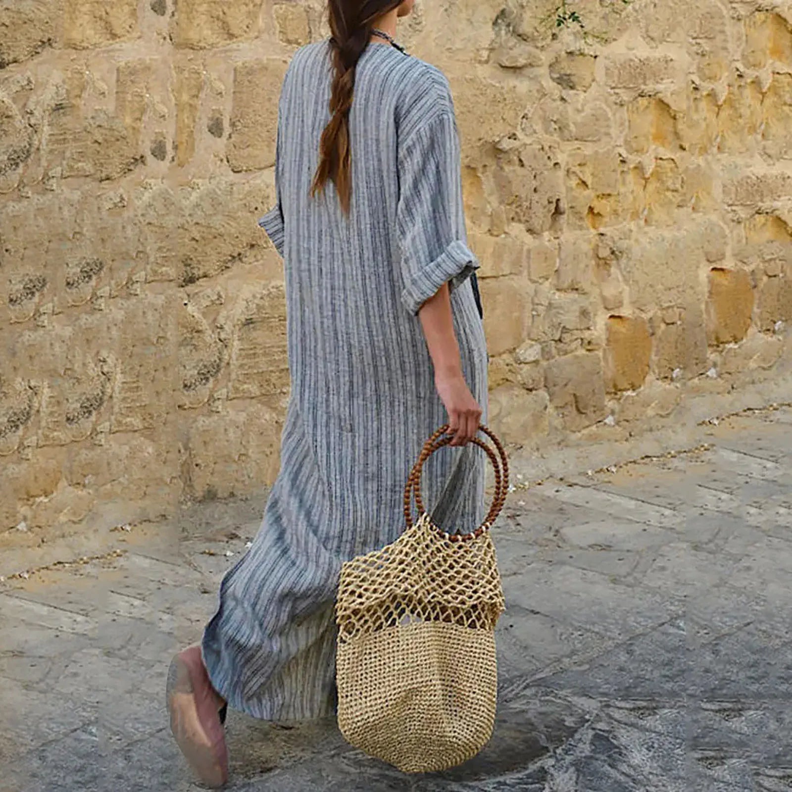 Alexandra - Vintage Striped Long Maxi Dress