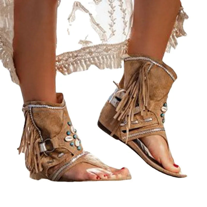 Cecily - Fringe Boho Sandals