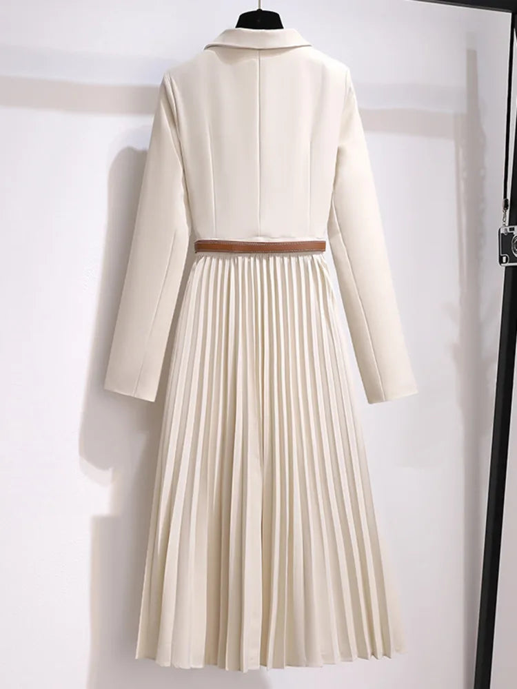 Rory - Pleated Belted Blazer Dress