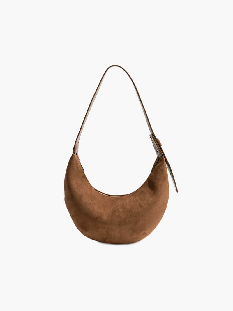 Maisie - Halfmoon Faux Suede Bag