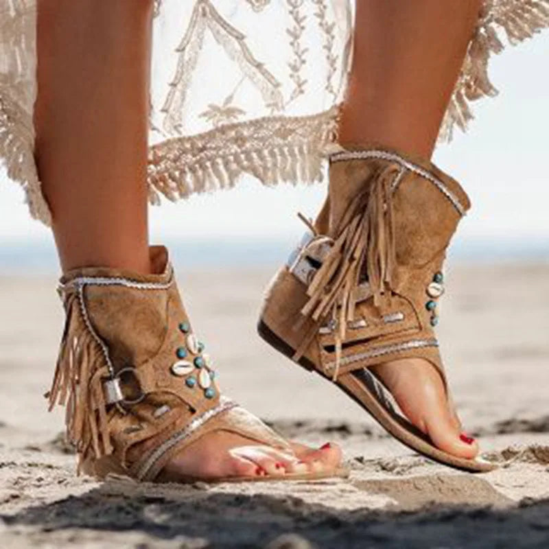 Cecily - Fringe Boho Sandals