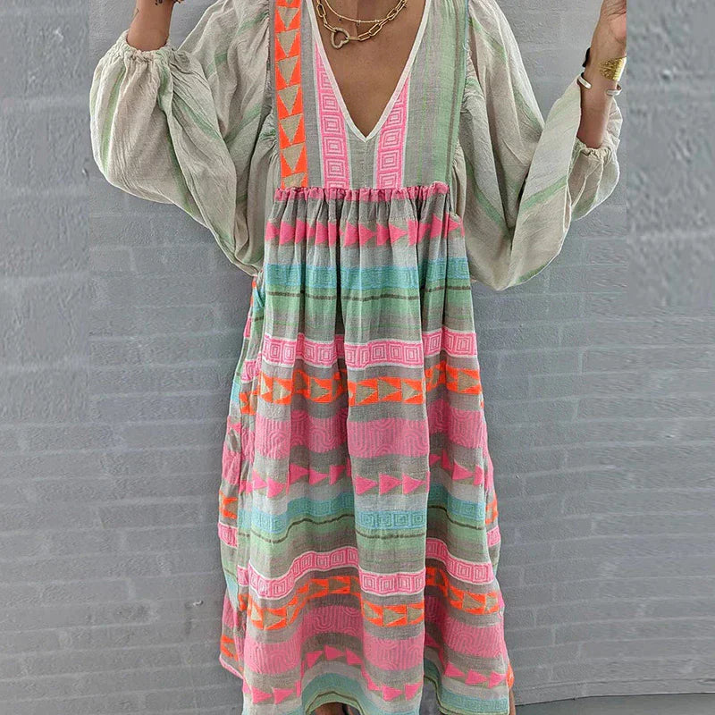 Kalista - Bohemian Flowing Maxi Dress Cotton Lightweight & Vibrant