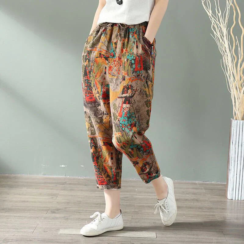 Sienna - Geometric High-Waist Harem Pants