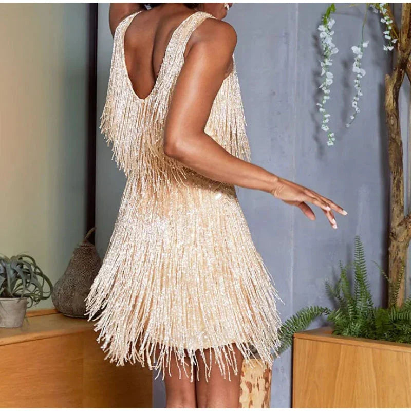 Aria - Sequin Feather Mini Dress