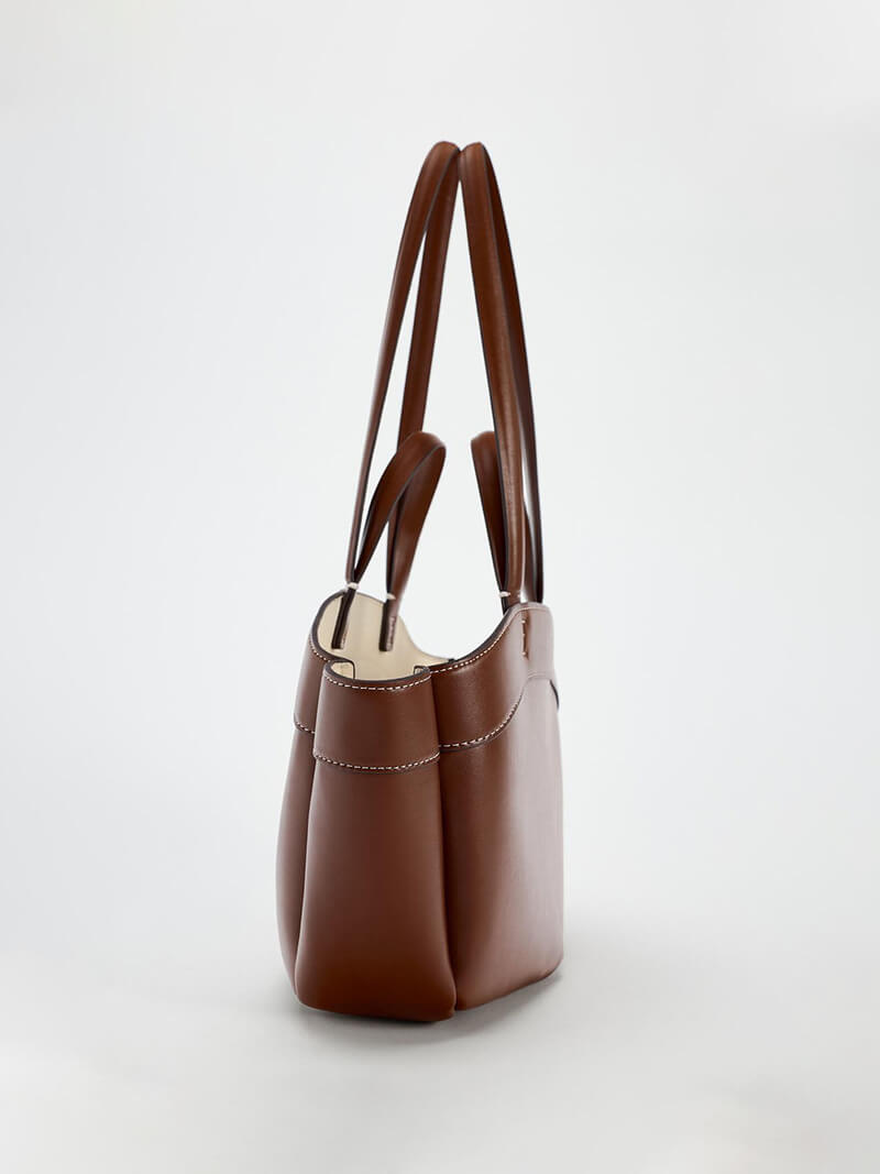 Hannah - Faux Leather Shopper Bag with Crossbody Strap