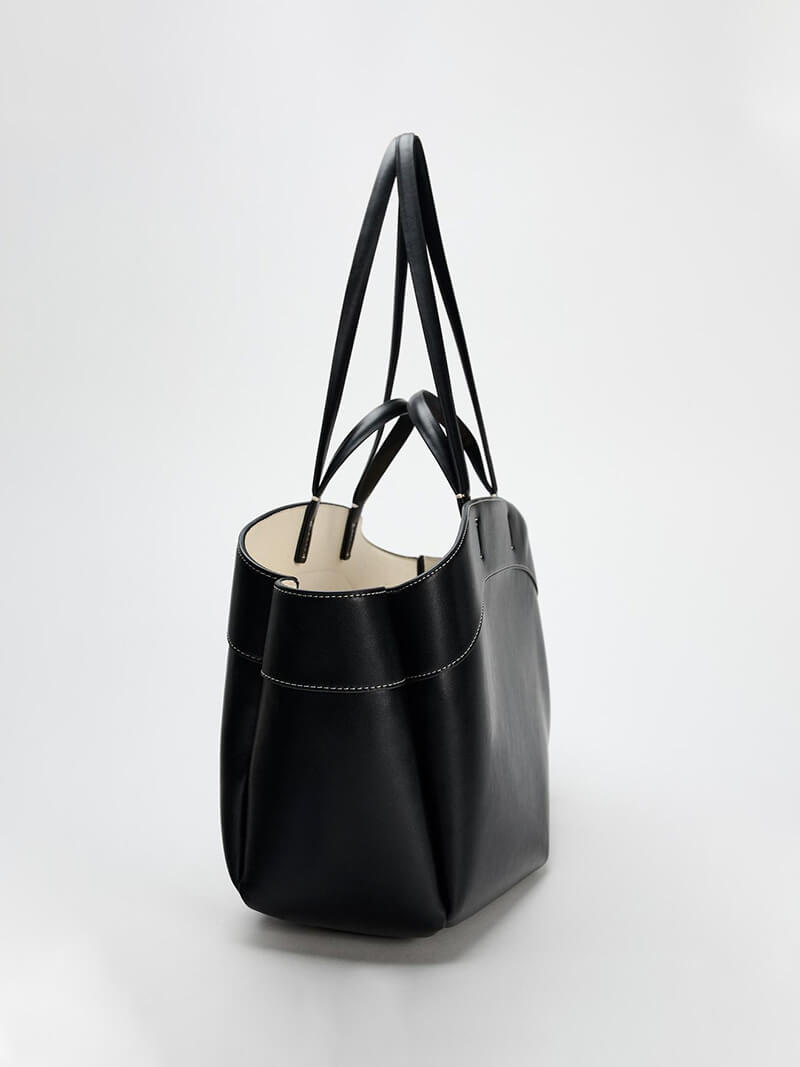 Hannah - Faux Leather Shopper Bag with Crossbody Strap