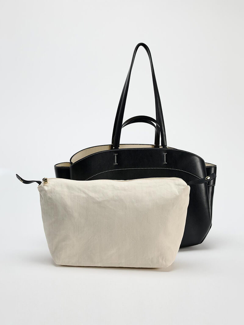 Hannah - Faux Leather Shopper Bag with Crossbody Strap