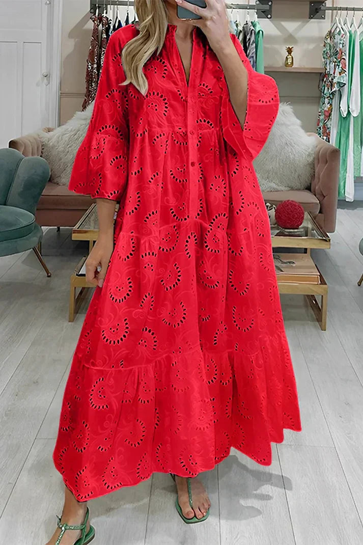 Lilly - Boho Chic Embroidered Midi Dress for Casual and Elegant Looks