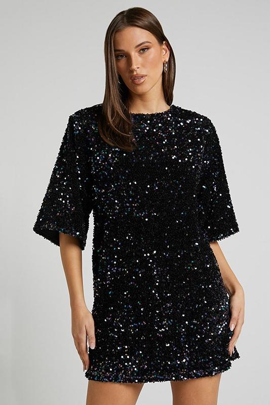 Camellia - Backless Sequin Mini Dress Party Outfit Nightclub Wear