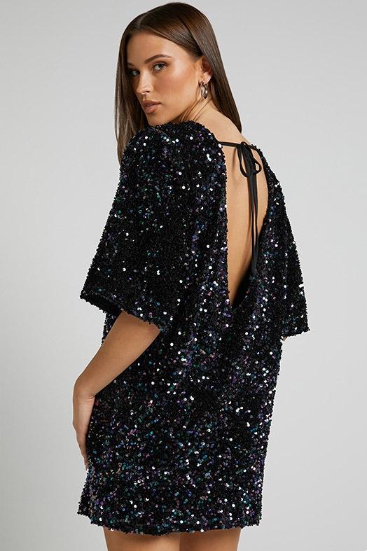 Camellia - Backless Sequin Mini Dress Party Outfit Nightclub Wear