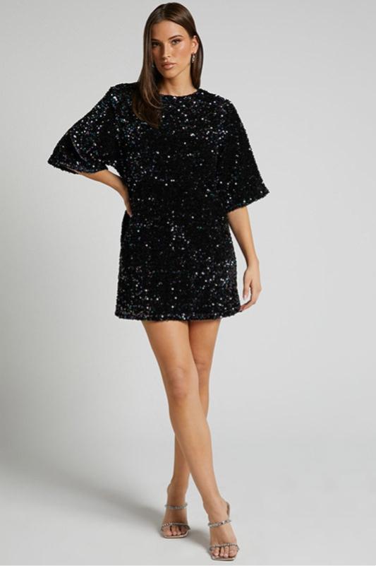 Camellia - Backless Sequin Mini Dress Party Outfit Nightclub Wear