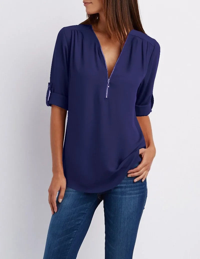 Saskia - Long Sleeve Blouse (Plus Size Available)