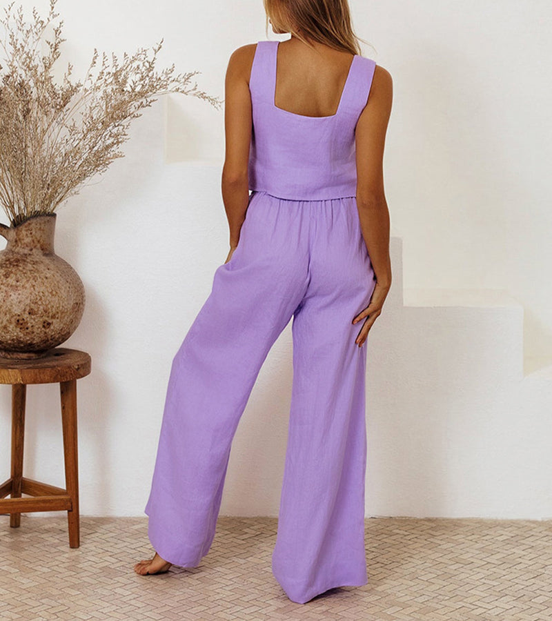 Marli - Minimalist Top and Wide-Leg Pants Set