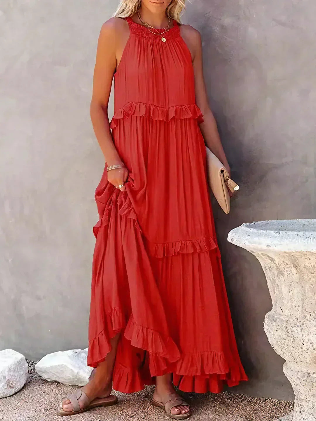 Grace - Halter Ruffle Maxi Dress for Women