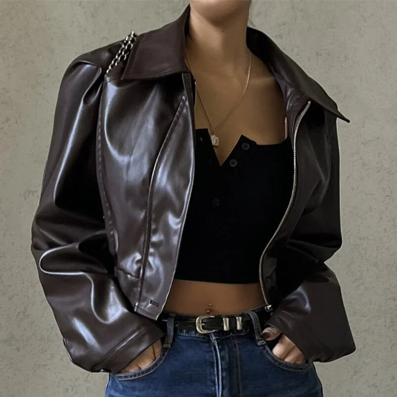 Kalinda - Women's Oversized Vegan Leather Jacket