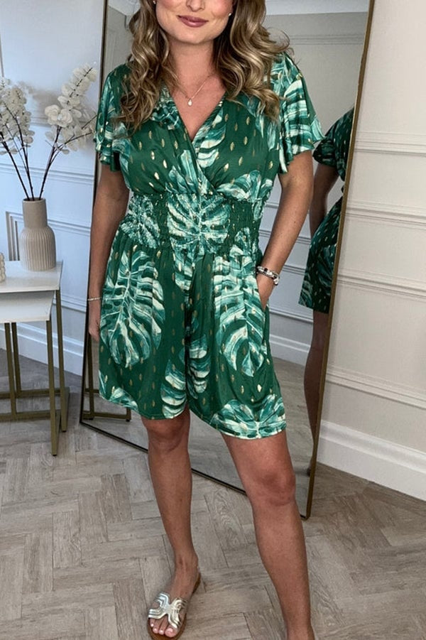 Grace - Leafy Print Romper For Women