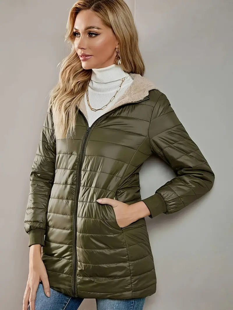 Victoria - Cozy Mid-Length Hooded Jacket Warm and Stylish for Winter