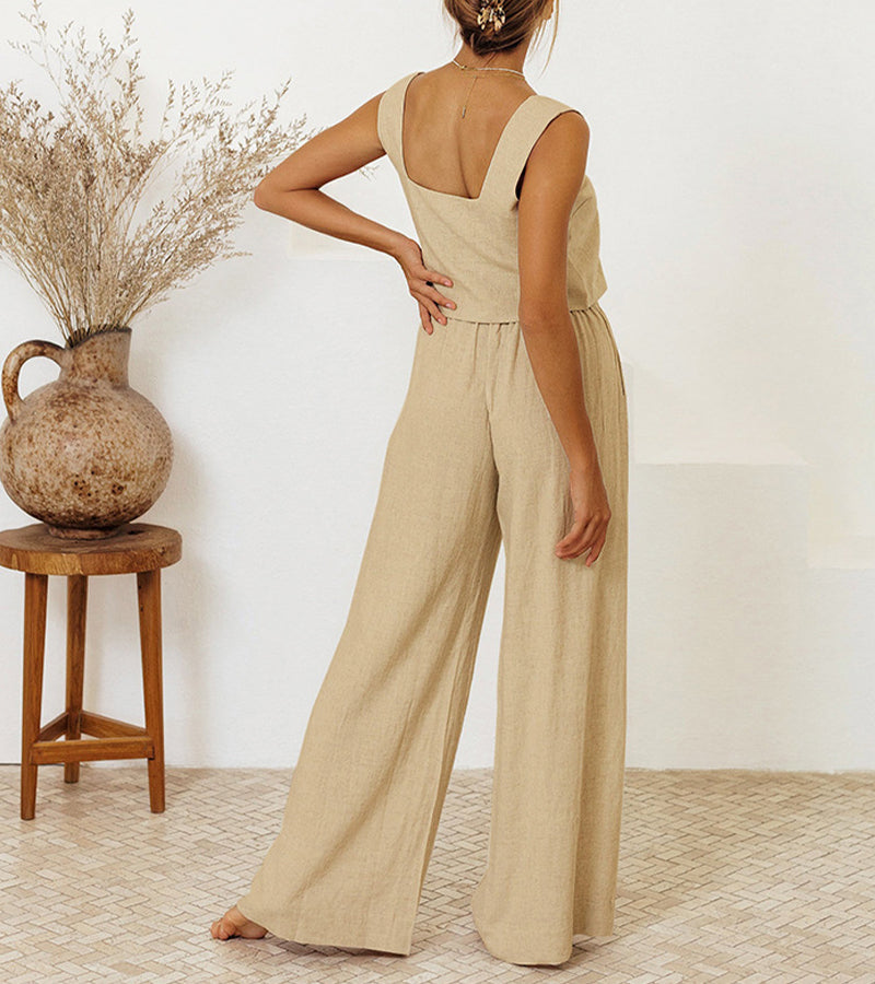 Marli - Minimalist Top and Wide-Leg Pants Set