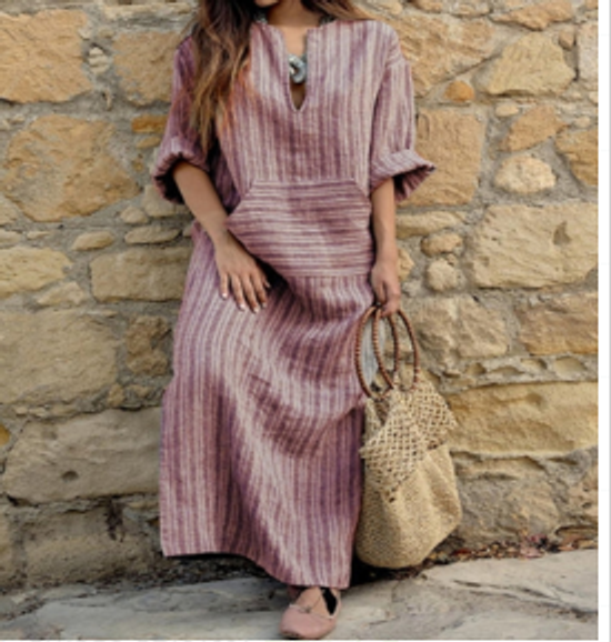 Alexandra - Vintage Striped Long Maxi Dress