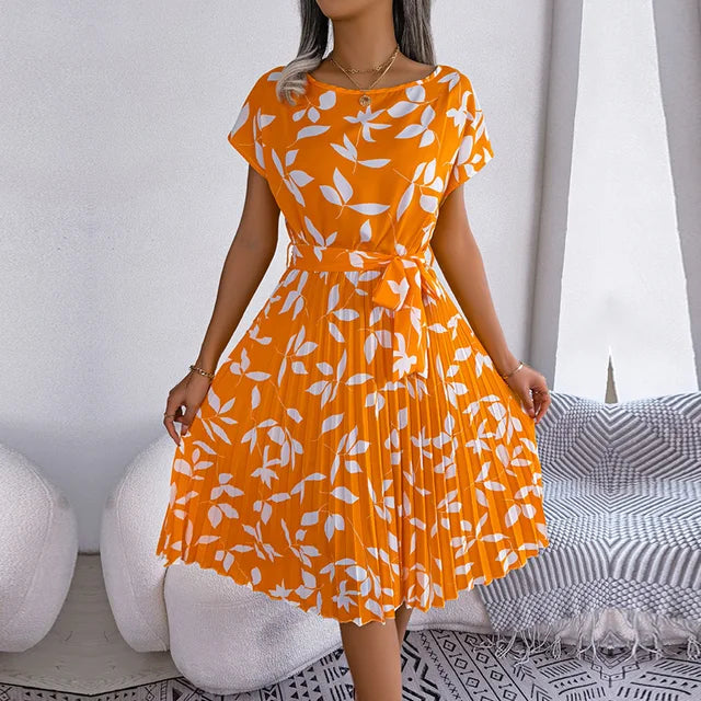 Mirra - Floral Pleated Midi Dress