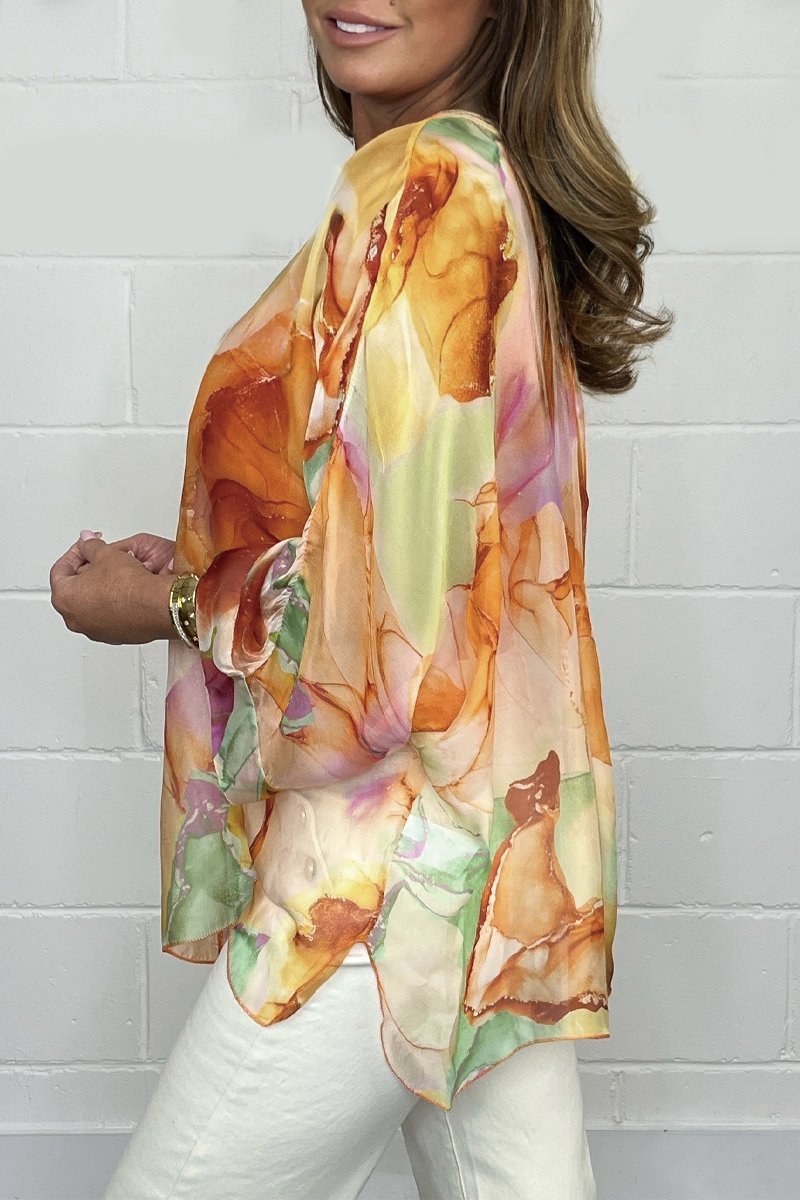 Liora - Floral Watercolor Blouse Elegant and Lightweight