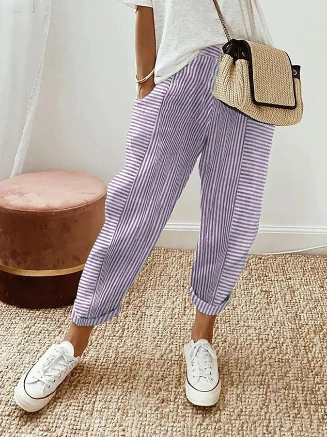 Clara - Striped Cotton Pants