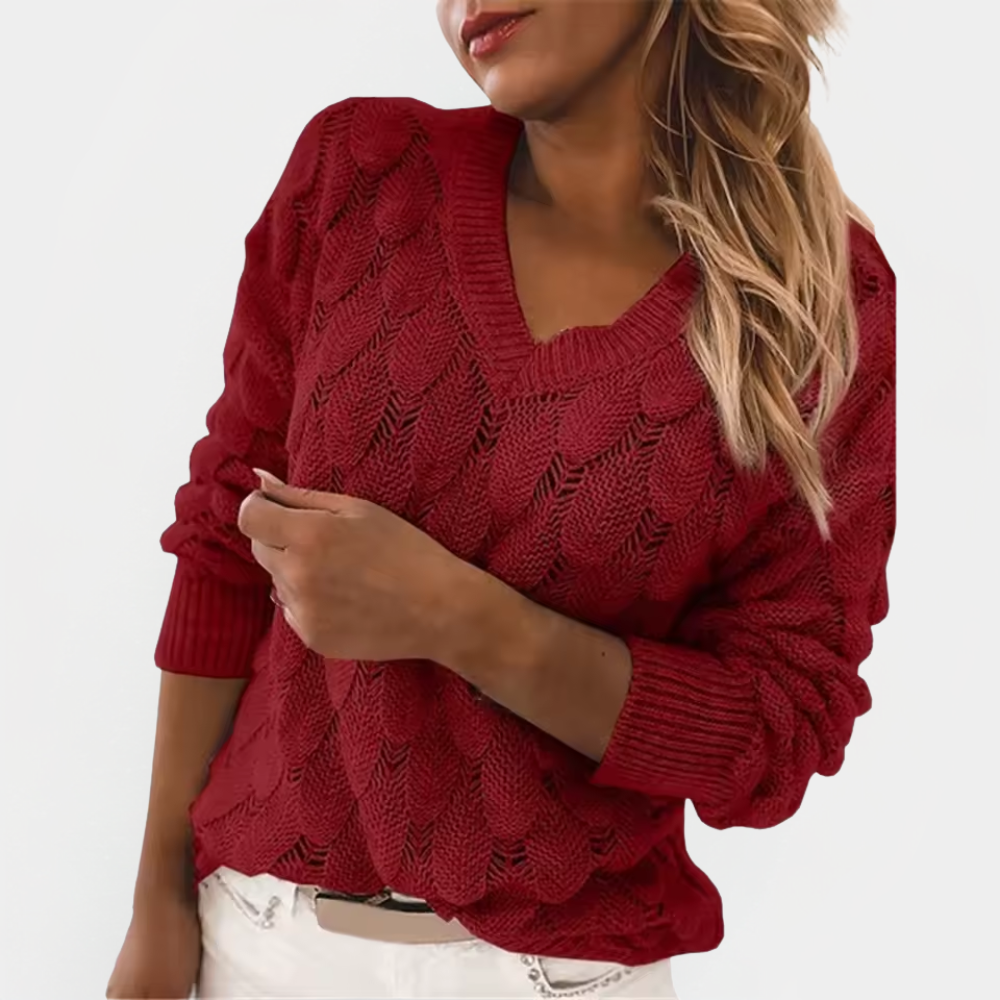 Nellie - Cable-Knit V-Neck Sweater