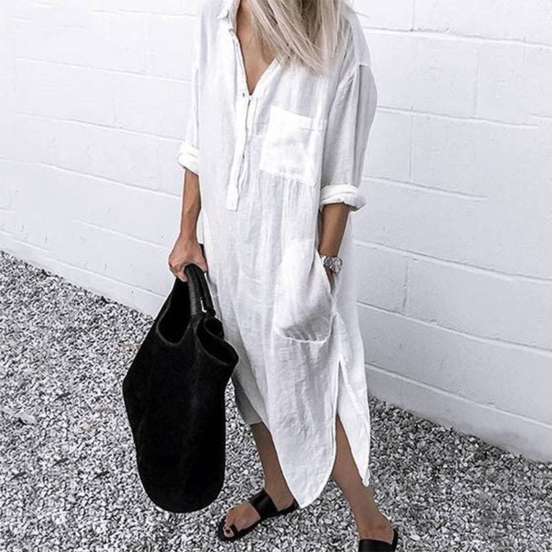 Billie - Women's Elegant Linen Maxi Dress